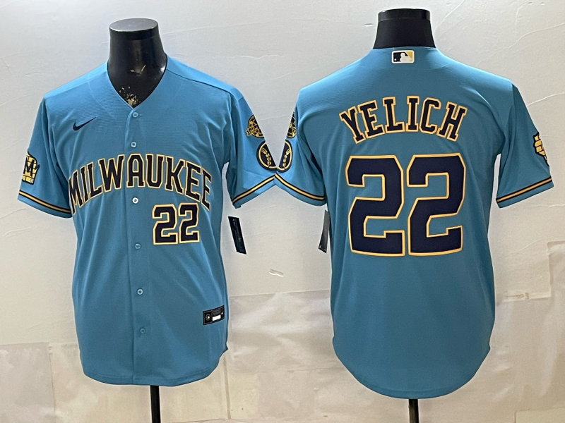 Men 2026 Milwaukee Brewers #22 Yelich blue Game Nike MLB Jersey 0401002